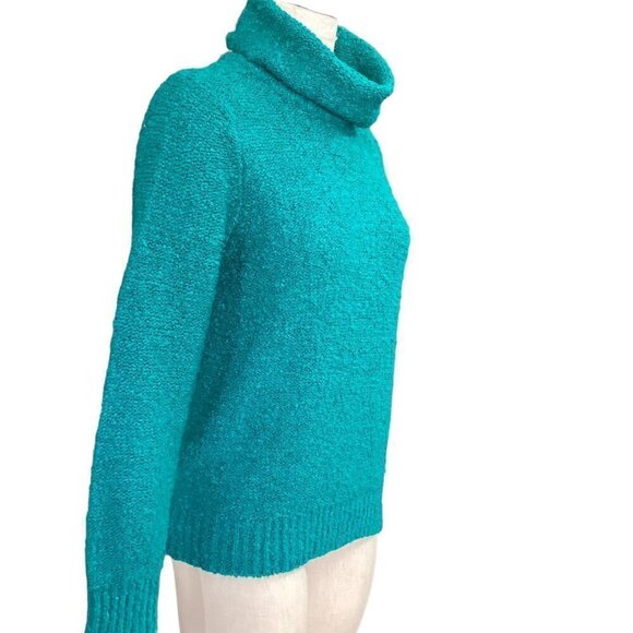 Vintage Jason Maxwell Cowl Neck Sweater Bright Teal Textured Knit XL #17P - Picture 3 of 7